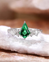 LEONORA Kite Emerald Diamonds Vintage Engagement Ring